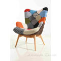 Modern Fabric Patchwork Leisure Lounge Chair com otomano